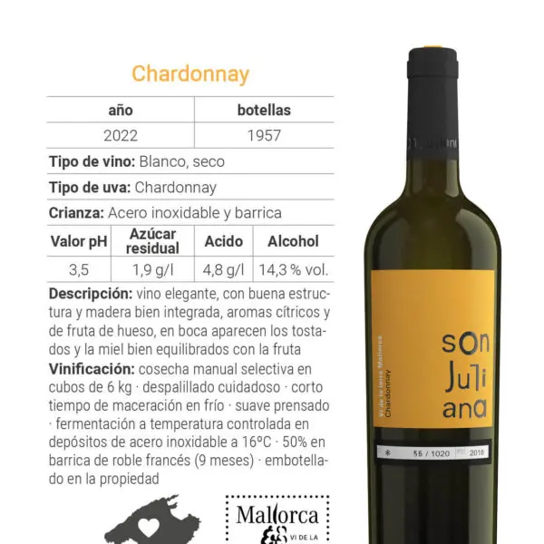 Wine - White - Chardonnay - Son Juliana 0.75 2022 box of 6 - Image 4