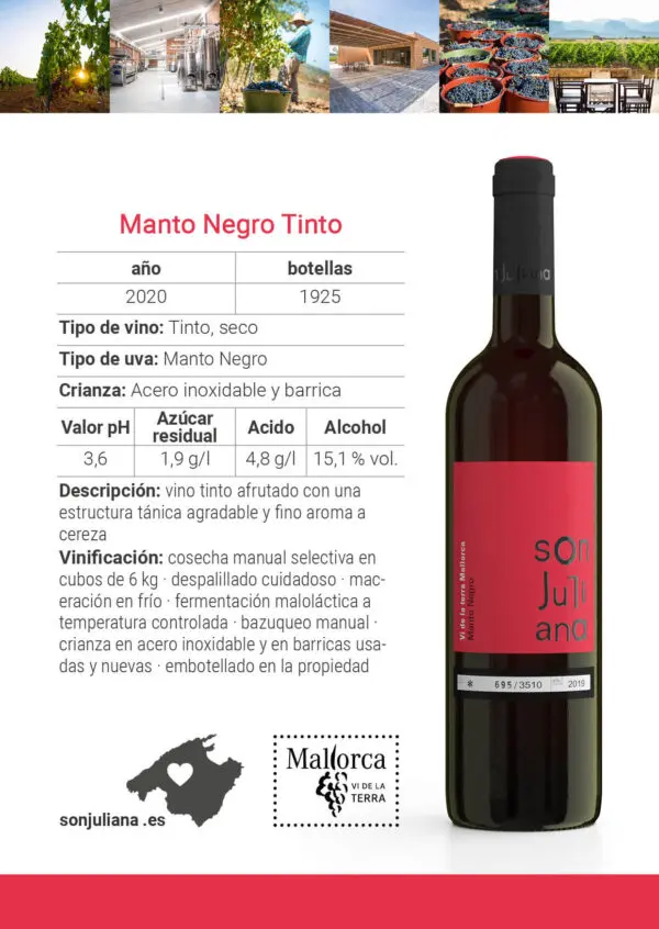 Wine - Red - Son Juliana - Mantonegro Tinto 0.75 2021 box of 6 - Image 4