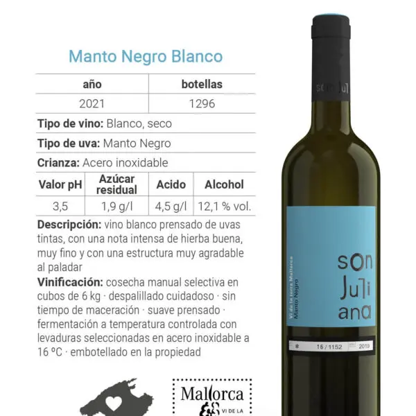 Wine - White - Blanco Seco - Son Juliana - Mantenegro 0,75 2021 box of 6 - Image 4