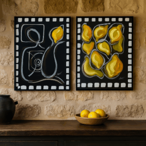 Soft Lemon in Hand by Lotte Aagaard. On wall