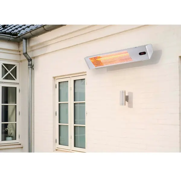 Outdoor Wifi Infrared Heater With 2000w Adjustable Power Anodized Aluminum And Steel Construction Short-wave Ir-a Heating Lamp And Remote Control Elegantly Designed With Grille For Protection And Led Display - Image 2