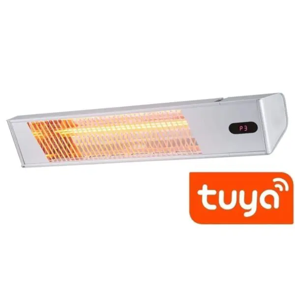 Outdoor Wifi Infrared Heater With 2000w Adjustable Power Anodized Aluminum And Steel Construction Short-wave Ir-a Heating Lamp And Remote Control Elegantly Designed With Grille For Protection And Led Display - Image 3