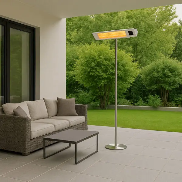 Outdoor Heating Lamp With Complete Pole Kit And Power 2000w Adjustable Anodized Aluminum And Steel Structure Outdoor Electric Heating By Shortwave Ir-a And Remote Control Features Grid For Protection And Display - Image 2