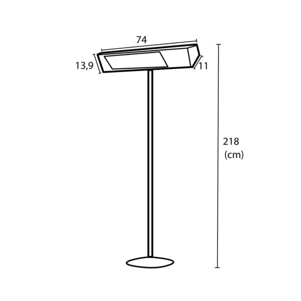 Outdoor Wifi Heating Lamp With Complete Pole Kit And 2000w Adjustable Power Anodized Aluminum And Steel Structure Outdoor Electric Heating Via Short-wave Ir-a And Remote Control With Grille For Protection And Display, - Image 5