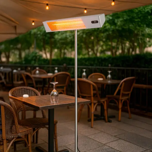 Outdoor Wifi Heating Lamp With Complete Pole Kit And 2000w Adjustable Power Anodized Aluminum And Steel Structure Outdoor Electric Heating Via Short-wave Ir-a And Remote Control With Grille For Protection And Display, - Image 3