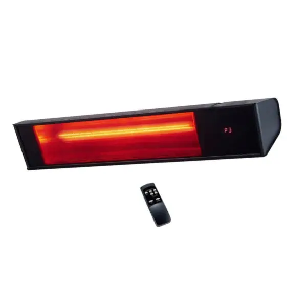 Practical Infrared Heater With Black Crystal Protection And Remote Control Included That Manages The 3 Power Steps 33-66-100% To Optimize Power Consumption According To Heating Needs. a Real Warm Black Glass In Winter - Image 2