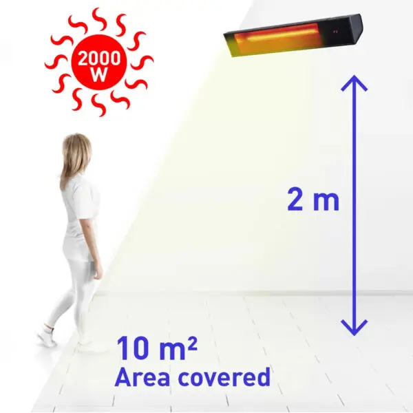 Infrared Heater Wifi Sined Ir-a With Black Protection Crystal And Supplied Remote Control That Manages The 3 Power Steps 33-66-100% To Optimize Power Consumption According To Heating Needs. a True Warm Glass Color Ne - Image 5