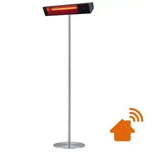 Infrared Wifi Outdoor Short-wave Pedestal Radiator Ir-a Power 2000w Made Of Stainless Steel Anodized Aluminum And Glass Ceramic. 3 Power Levels 100%, 66 33nngle Of Adjustment 0°, 15° And 30 Protection Ip65