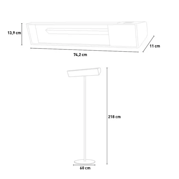 Infrared Wifi Outdoor Short-wave Pedestal Radiator Ir-a Power 2000w Made Of Stainless Steel Anodized Aluminum And Glass Ceramic. 3 Power Levels 100%, 66 33nngle Of Adjustment 0°, 15° And 30 Protection Ip65 - Image 4
