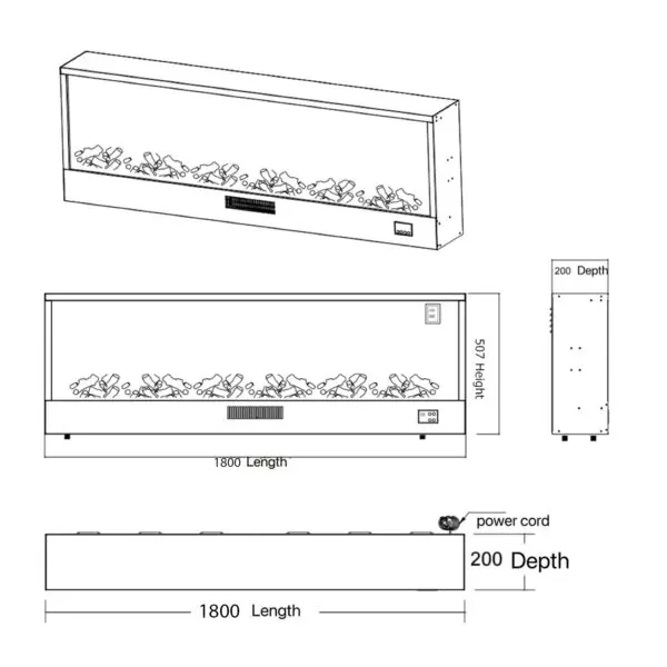 Modern Fireplace 180CM | SINED - Image 9