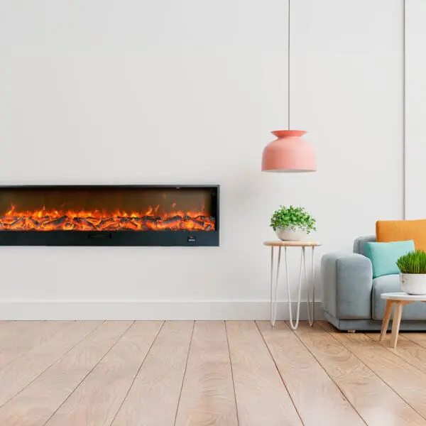 Built-in And Freestanding Electric Fireplace Etna Model. Indoor Fireplace 3 Meters Long With Real Led Flame Effect Adjustable To 6 Levels. 750-1500w Power. Manual Controls And Remote Control Included. Made With Cold-rolled Panels. - Image 5