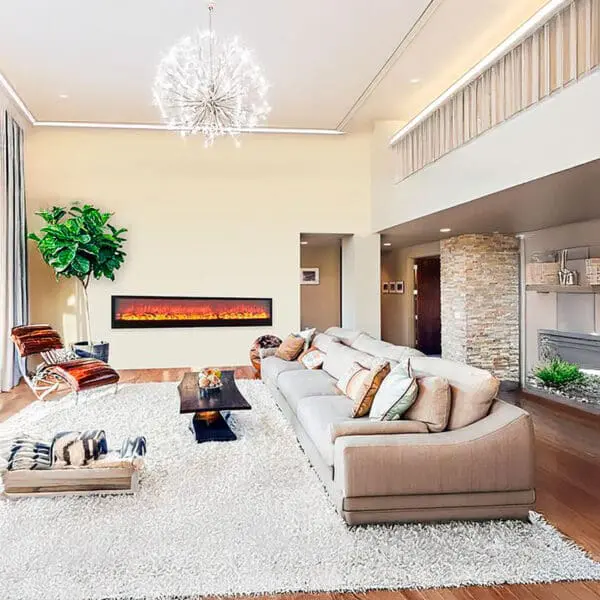 Built-in And Freestanding Electric Fireplace Etna Model. Indoor Fireplace 3 Meters Long With Real Led Flame Effect Adjustable To 6 Levels. 750-1500w Power. Manual Controls And Remote Control Included. Made With Cold-rolled Panels. - Image 8