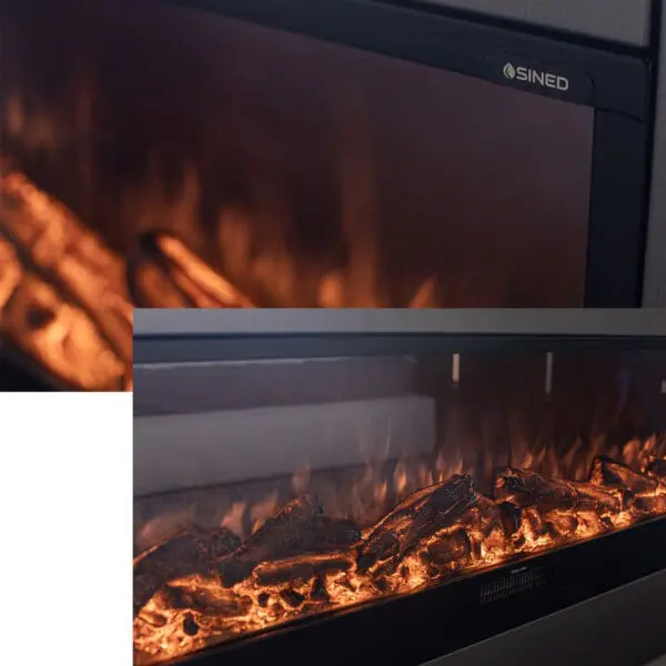 Electric Fireplace With Remote Control For Built-in Or Standing Model Ispica Indoor Fireplace 1.08 Meters Long Super Realistic Flame Effect Led Adjustable On 6 Levels Power 750-1500w Fireplace With Manual Controls And Remote Control Included. - Image 2