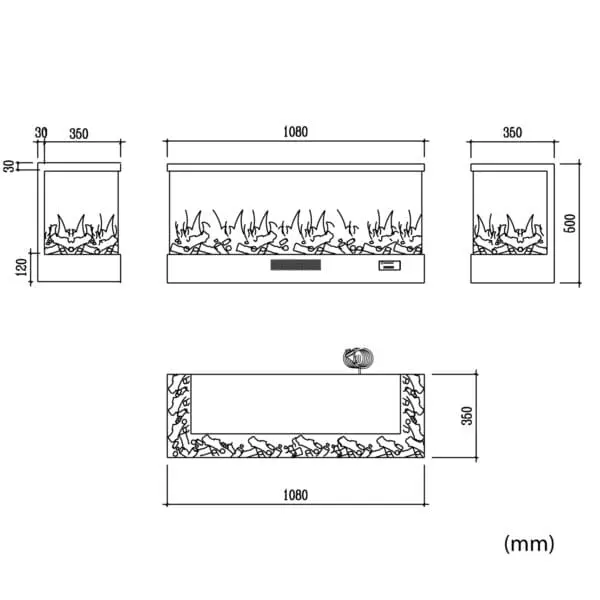Durable Fireplace 1500W | SINED - Image 2