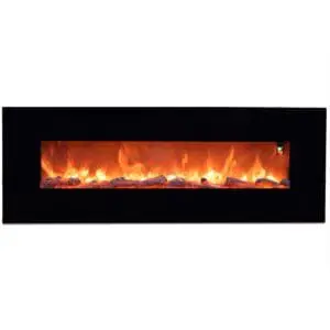 Aprica Model Wall-mounted Electric Fireplace Made Of Steel And Glass. Maximum Heating Power 1500w. Realistic Led Flame Effect Adjustable In 6 Levels Of Light Intensity Infrared Remote Control Included. Great For Home And Office.