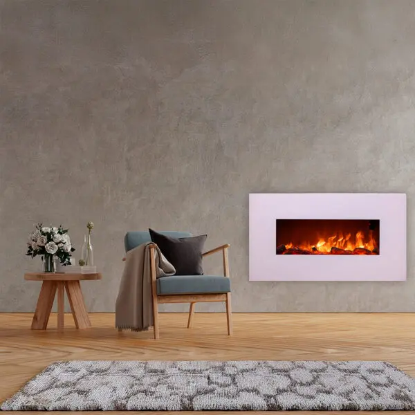 Wall-mounted Electric Fireplace Model Mont Blanc Made Of Steel And Glass. Maximum Heating Power 1500w. Realistic Led Flame Effect Adjustable In 6 Light Intensity Levels Infrared Remote Control Included. Great For Home And Office. - Image 3