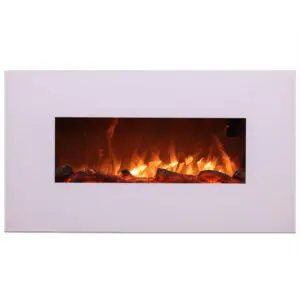 Wall-mounted Electric Fireplace Model Mont Blanc Made Of Steel And Glass. Maximum Heating Power 1500w. Realistic Led Flame Effect Adjustable In 6 Light Intensity Levels Infrared Remote Control Included. Great For Home And Office.