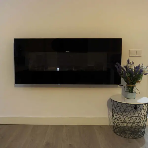 Stelvio Model Wall-mounted Electric Fireplace Made Of Steel And Glass. Maximum Heating Power 1500w. Realistic Led Flame Effect Adjustable In 6 Light Intensity Levels Remote Control Included. Great For Home Office, Commercial Activities. - Image 3