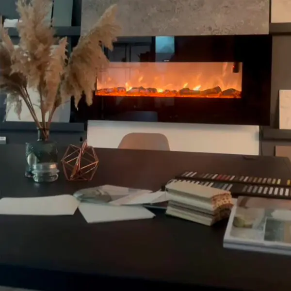 Stelvio Model Wall-mounted Electric Fireplace Made Of Steel And Glass. Maximum Heating Power 1500w. Realistic Led Flame Effect Adjustable In 6 Light Intensity Levels Remote Control Included. Great For Home Office, Commercial Activities. - Image 7