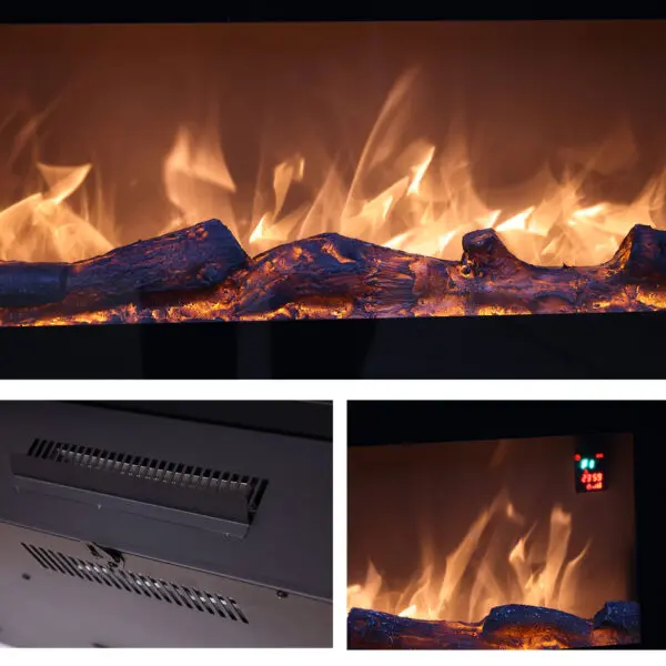 Stelvio Model Wall-mounted Electric Fireplace Made Of Steel And Glass. Maximum Heating Power 1500w. Realistic Led Flame Effect Adjustable In 6 Light Intensity Levels Remote Control Included. Great For Home Office, Commercial Activities. - Image 8