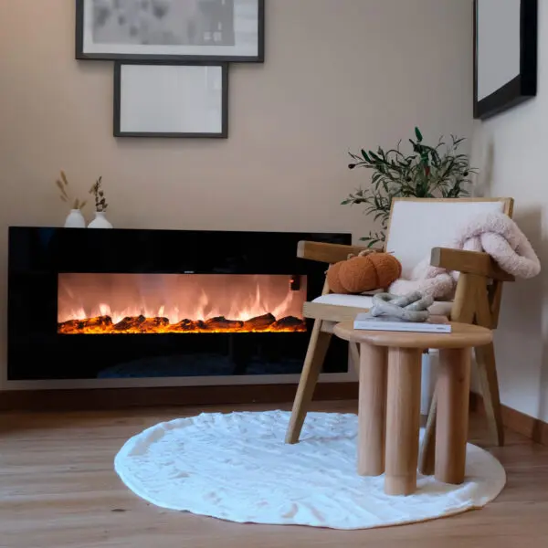 Stelvio Model Wall-mounted Electric Fireplace Made Of Steel And Glass. Maximum Heating Power 1500w. Realistic Led Flame Effect Adjustable In 6 Light Intensity Levels Remote Control Included. Great For Home Office, Commercial Activities. - Image 11