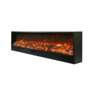 Built-in Or Free-standing Electric Fireplace Model Vesuvius. Indoor Fireplace 2 Meters Long Led Flame Effect Adjustable On 6 Levels. Power 750-1500w Manual Controls And Remote Control Included. Structure Made Of Cold-rolled Panels