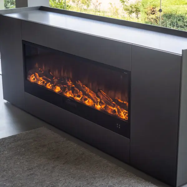 Built-in Or Freestanding Electric Fireplace Model Vulture. Indoor Fireplace 1.5 Meters Long Led Flame Effect Adjustable On 6 Levels. Power 750-1500w Manual Controls And Remote Control Included. Made Of Cold-rolled Panels. - Image 2