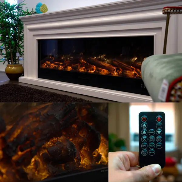 Built-in Or Freestanding Electric Fireplace Model Vulture. Indoor Fireplace 1.5 Meters Long Led Flame Effect Adjustable On 6 Levels. Power 750-1500w Manual Controls And Remote Control Included. Made Of Cold-rolled Panels. - Image 3