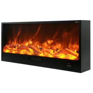 Built-in Or Freestanding Electric Fireplace Model Vulture. Indoor Fireplace 1.5 Meters Long Led Flame Effect Adjustable On 6 Levels. Power 750-1500w Manual Controls And Remote Control Included. Made Of Cold-rolled Panels.