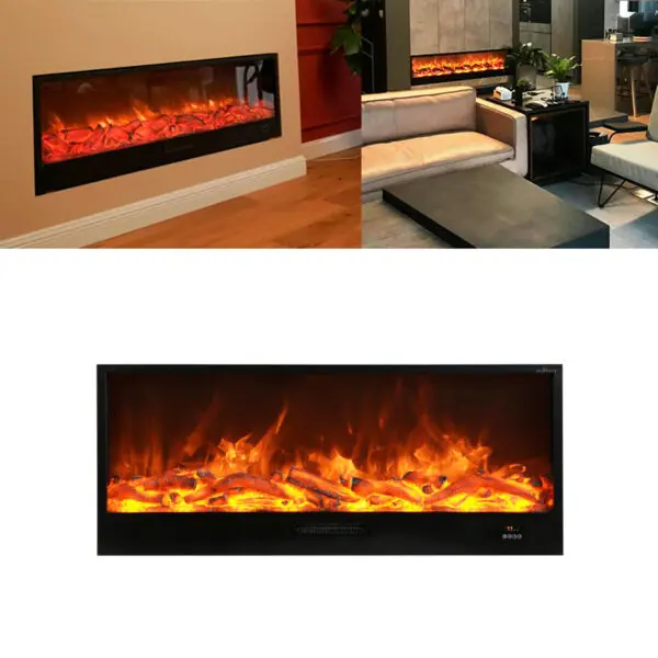 Built-in Or Freestanding Electric Fireplace Model Vulture. Indoor Fireplace 1.5 Meters Long Led Flame Effect Adjustable On 6 Levels. Power 750-1500w Manual Controls And Remote Control Included. Made Of Cold-rolled Panels. - Image 8