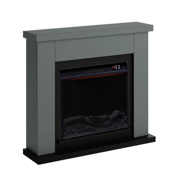 Floor Fireplace Composed Of Gray Color Frame And Black Electric Burner 1500w Real Led Flame Effect. Modern Design With Clean Geometric Lines. Made Of High Quality Mdf Wood Easy To Place Or Move. With Remote Control - Image 3