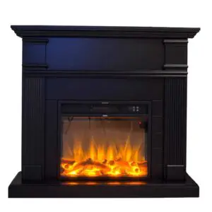 Electric Fireplace Complete With Electric Insert 1500 w Super Realisitc Flame Effect And Deep Black Mdf Wood Cornce. Remote Control Included, Only Flame Effect Can Be Used. Suitable For All Rooms In Home Or Office.