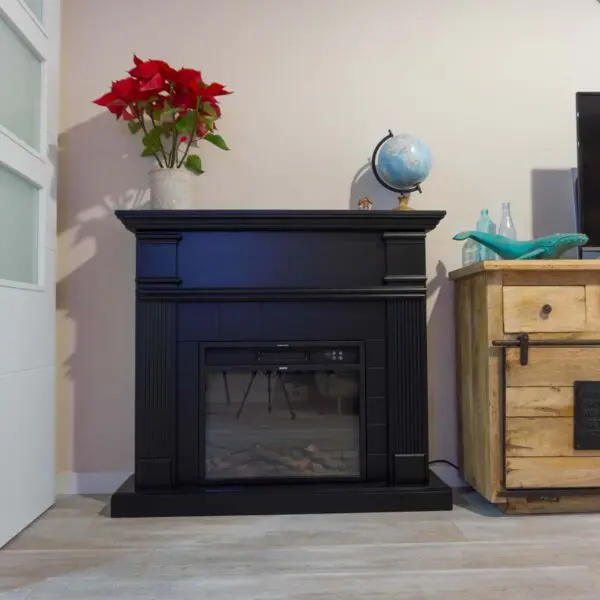 Electric Fireplace Complete With Electric Insert 1500 w Super Realisitc Flame Effect And Deep Black Mdf Wood Cornce. Remote Control Included, Only Flame Effect Can Be Used. Suitable For All Rooms In Home Or Office. - Image 4