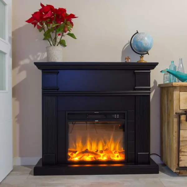 Electric Fireplace Complete With Electric Insert 1500 w Super Realisitc Flame Effect And Deep Black Mdf Wood Cornce. Remote Control Included, Only Flame Effect Can Be Used. Suitable For All Rooms In Home Or Office. - Image 8
