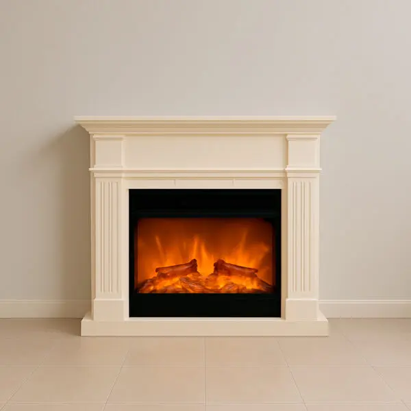 Electric Fireplace Complete With Electric Insert 1500 w Super Realisitc Flame Effect And Creamy White Mdf Wood Cornce. Remote Control Included, Possible To Use The Flame Effect Only. Suitable For All Rooms In The Home. - Image 2