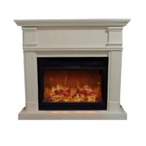 Electric Fireplace Complete With Electric Insert 1500 w Super Realisitc Flame Effect And Creamy White Mdf Wood Cornce. Remote Control Included, Possible To Use The Flame Effect Only. Suitable For All Rooms In The Home.
