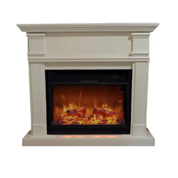 Electric Fireplace Complete With Electric Insert 1500 w Super Realisitc Flame Effect And Creamy White Mdf Wood Cornce. Remote Control Included, Possible To Use The Flame Effect Only. Suitable For All Rooms In The Home.