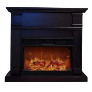 Electric Fireplace Complete With Electric Insert 1500 w Super Realisitc Flame Effect And Deep Black Mdf Wood Cornce. Remote Control Included, Only Flame Effect Can Be Used. Suitable For All Rooms In Home Or Office.