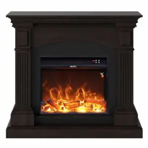Floor And Wall Fireplace Composed Of Wenge Color Frame And Black Electric Burner 1500w With Real Led Flame Effect. Fireplace Design Complete With Remote Control. Made Of High Quality Mdf Wood Easy To Place Or Move.