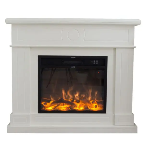 Electric Fireplace Complete With Electric Insert 1500 w Super Realisitc Flame Effect And Creamy White Mdf Wood Cornce. Fireplace Design Complete With Remote Control. Made Of High Quality Mdf Wood Easy To Place Or Move.