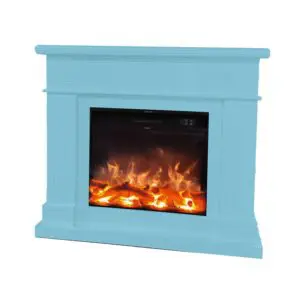 Electric Fireplace Complete With Electric Insert 1500 w Super Realisitc Flame Effect And Turquoise Blue Mdf Wood Cornce. Fireplace Design Complete With Remote Control. Made Of High Quality Mdf Wood Easy To Place Or Move.
