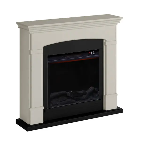 Floor And Wall Fireplace Composed Of Beige Color Frame And Black Electric Burner 1500w With Real Led Flame Effect. Fireplace Design Complete With Remote Control. Made Of High Quality Mdf Wood Easy To Place Or Move. - Image 3