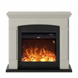 Floor And Wall Fireplace Composed Of Beige Color Frame And Black Electric Burner 1500w With Real Led Flame Effect. Fireplace Design Complete With Remote Control. Made Of High Quality Mdf Wood Easy To Place Or Move.