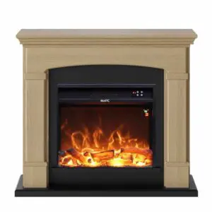 Floor And Wall Fireplace Composed Of Oak Color Frame And Black Electric Burner 1500w With Real Led Flame Effect. Fireplace Design Complete With Remote Control. Made Of High Quality Mdf Wood Easy To Place Or Move.