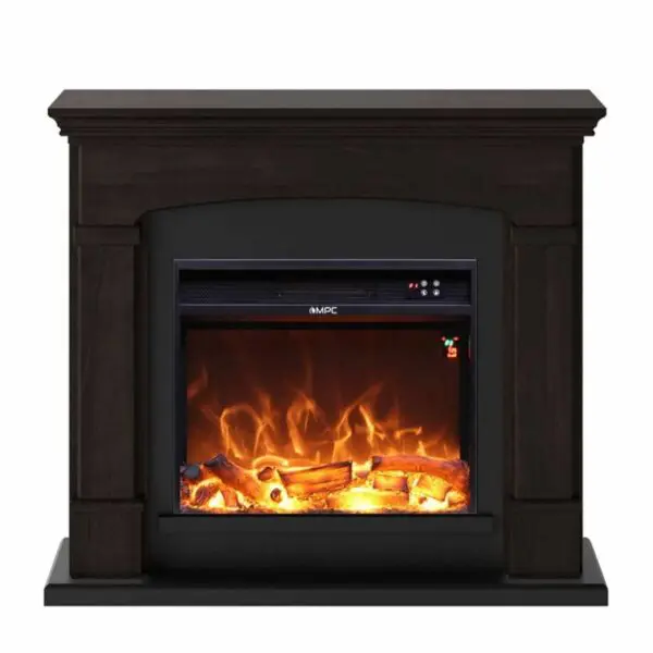 Floor And Wall Fireplace Composed Of Wenge Color Frame And Black Electric Burner 1500w With Real Led Flame Effect. Fireplace Design Complete With Remote Control. Made Of High Quality Mdf Wood Easy To Place Or Move.