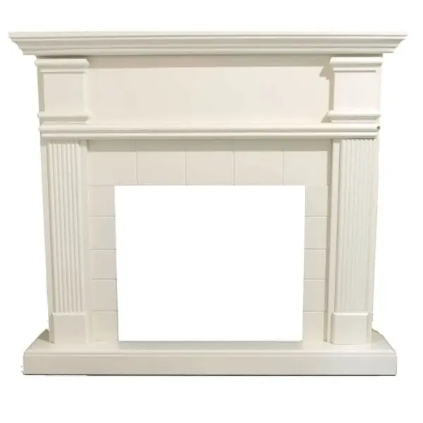 Mdf Wood Frame, Calderacolor Creamy White Fireplace Surround For Electric Insert Caminetto-vulcano Or Existing Burner. Timeless Classic Design. Dimensions
