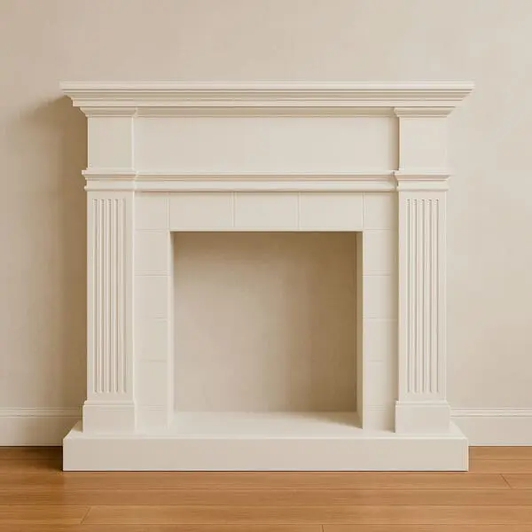 Mdf Wood Frame, Calderacolor Creamy White Fireplace Surround For Electric Insert Caminetto-vulcano Or Existing Burner. Timeless Classic Design. Dimensions - Image 9