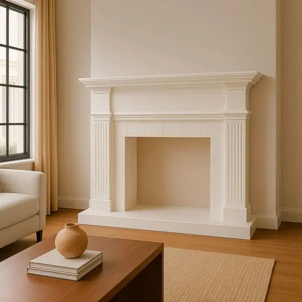 Mdf Wood Frame, Calderacolor Creamy White Fireplace Surround For Electric Insert Caminetto-vulcano Or Existing Burner. Timeless Classic Design. Dimensions - Image 11