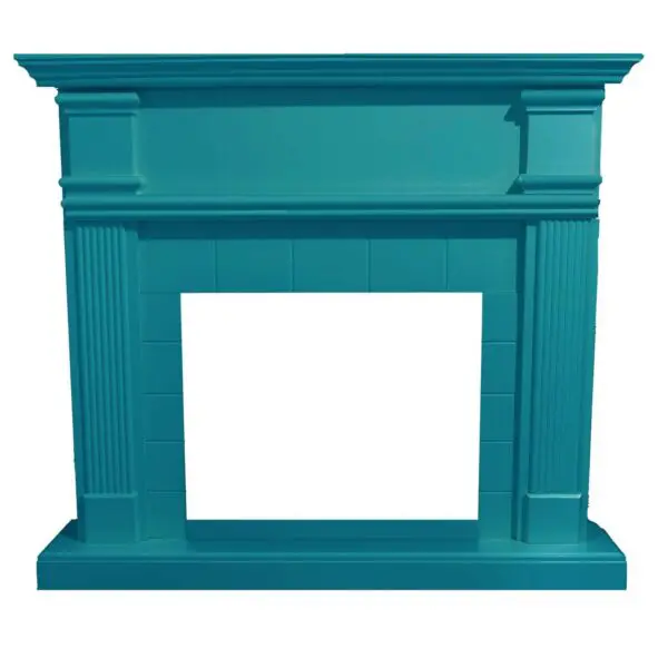 Mdf Wood Frame Cladding For Blue Turquoise Caldera Fireplaces For Electric Insert Fireplace-vulcan Or Existing Burner. Timeless Classic Design. Dimensions Cm. 102.2x114x28.2