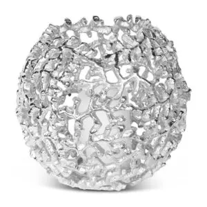 Coral Globe Candle Holder - Silver Finish
